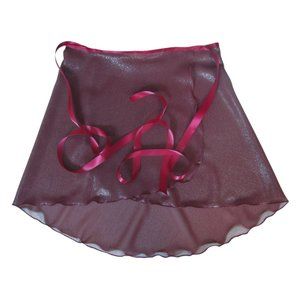 Burgundy Glitter Reversible Fishtail High Low Wrap Ballet Dance Yoga Skirt S/M